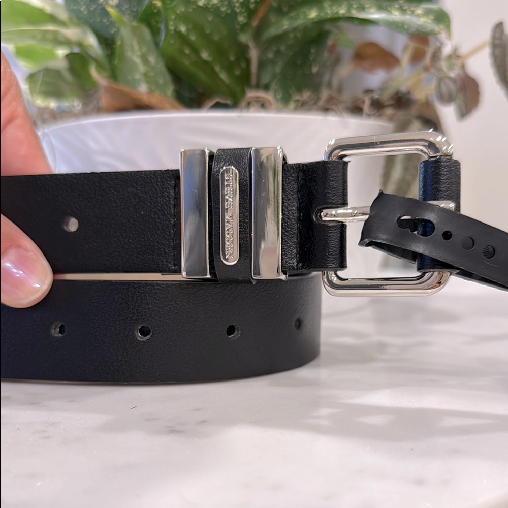 NWT Steve Madden Black Multi-Loop Faux-Leather Belt
